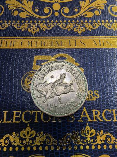 长老汇马年精选第九场拍卖 - 1976加拿大阿尔伯塔州卡尔加里奔牛1元铜镍代币，13克，33MM，马铁标