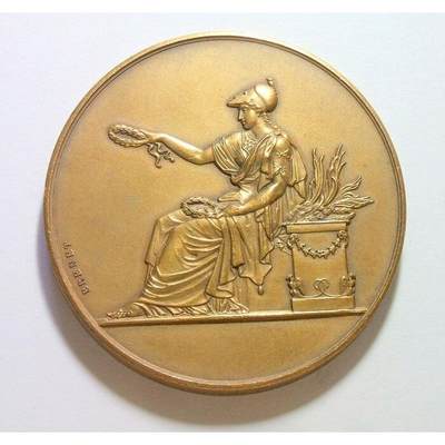 法国1934年玛丽安娜女神坐人坐像 高浮雕精制大铜章 50MM - 法国1934年玛丽安娜女神坐人坐像 高浮雕精制大铜章 50MM