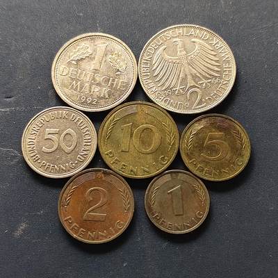 【全场包邮】纯粹捡漏拍512场 - 德国联邦德国1950-1995年7枚套币-含2马克普朗克