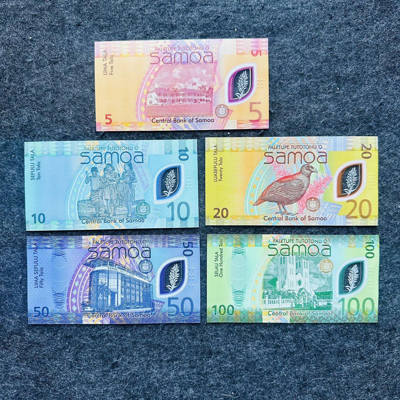 🇼🇸2607 ￥￥萨摩亚2025年50和100塔拉Polymer塑料钞 萨摩亚2023-2025年5-10-20-50-100塔拉，尾66