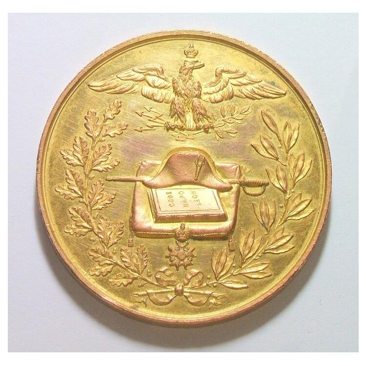 【艺术】法国艺术大章1869年 拿破仑诞辰百年 高浮雕精制大镀金章 50MM