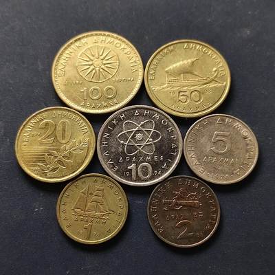 【全场包邮】纯粹捡漏拍512场 - 希腊1976-1994年7枚套币