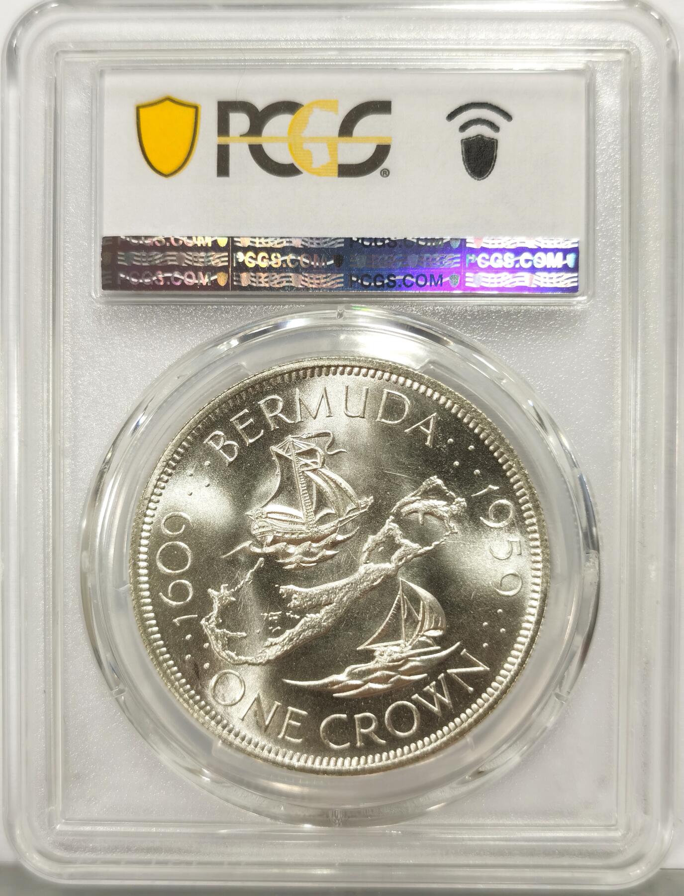 博洋堂世界钱币拍卖第165期（全场包邮） PCGS MS67 英属百慕大1959年伊丽莎白二世发现百慕大350周年1克朗纪念银币-2