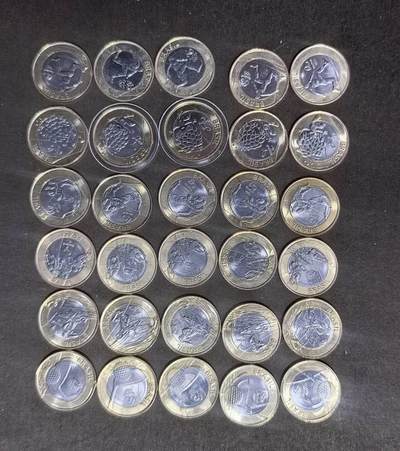 北京马甸外国币专卖第149期，外国币专场，陆续上拍，欢迎关注 - 巴西里约热内卢奥运会双金属纪念币6种各5枚