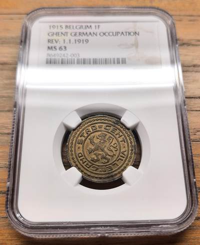 凡希社世界钱币微拍第三百二十一期 - 1915德占根特1法郎铜币NGC-MS63