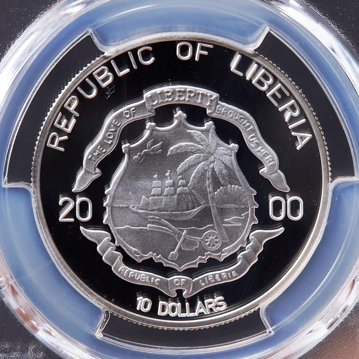 【俄甄集藏】2026年(049)03-18星期三 晚 19:30 全场包邮 利比里亚2000年野生动物系列-黛安娜长尾猴10元精制银币，PCGS PR69DC，重2015克，999银，设计精美