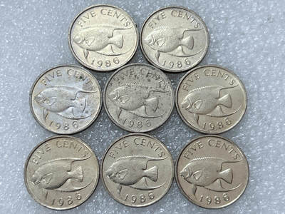 第一海外回流一元起拍收藏 散集专场  第302期 - 百慕大1986年5分硬币 8枚 原光品