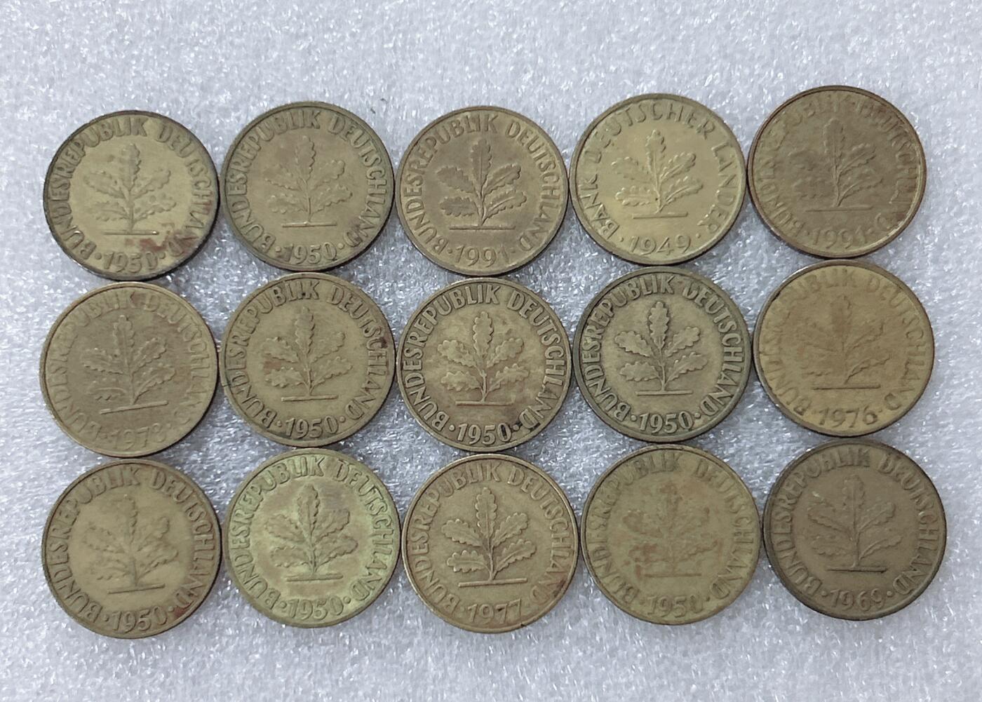 第一海外回流一元起拍收藏 散集专场  第302期 德国10芬尼硬币 15枚