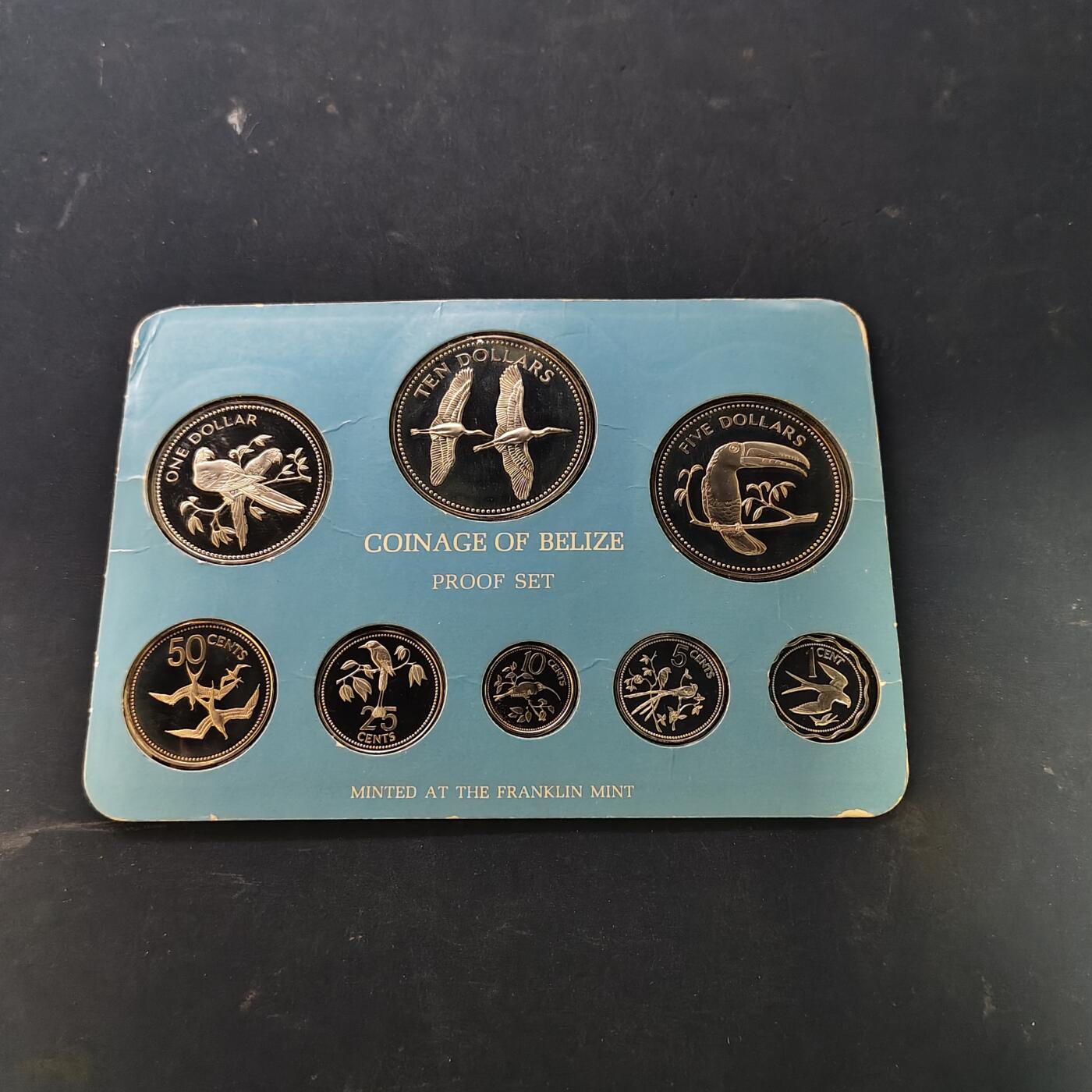 【全场包邮】纯粹捡漏拍513场 【稀少】伯利兹1979年官方封装精制套币-含10元裸颈鹳克朗币-量1287