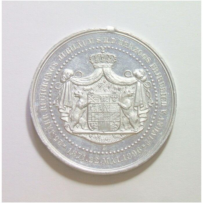 德国安哈特1896年 腓特烈一世高浮雕精制大铝章 40MM