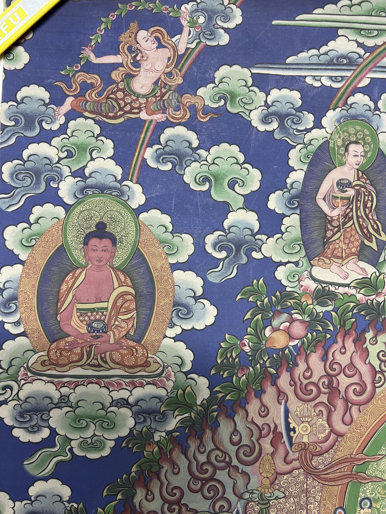 零元拍：唐卡装饰艺术复制画 （非原画）做旧工艺 名稱：石輪金剛 尺寸90✖️60