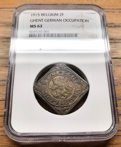 凡希社世界钱币微拍第三百二十一期 - 1915德占根特2法郎铜币NGC-MS62