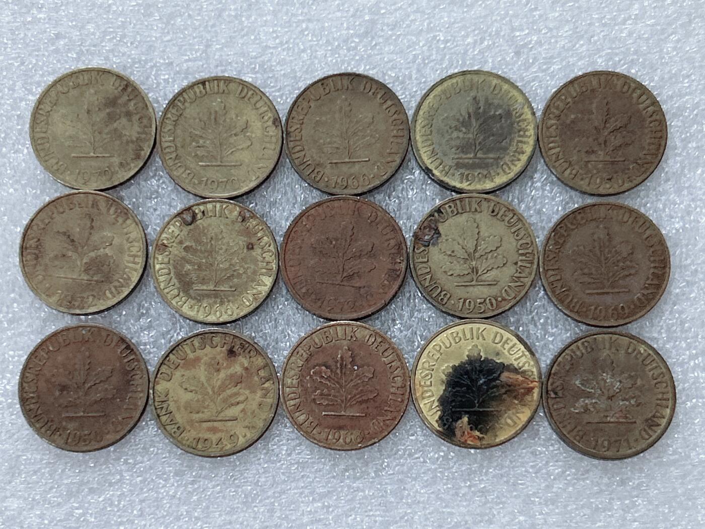 第一海外回流一元起拍收藏 散集专场  第302期 德国5芬尼硬币 15枚