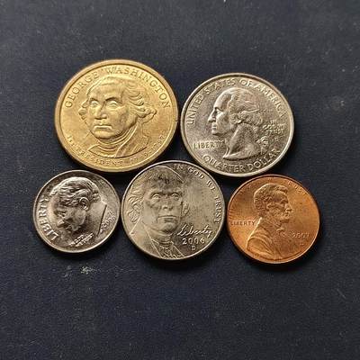 【全场包邮】纯粹捡漏拍512场 - 美国2000-2007年5枚套币-含1元华盛顿总统币+25分新罕布拉州币