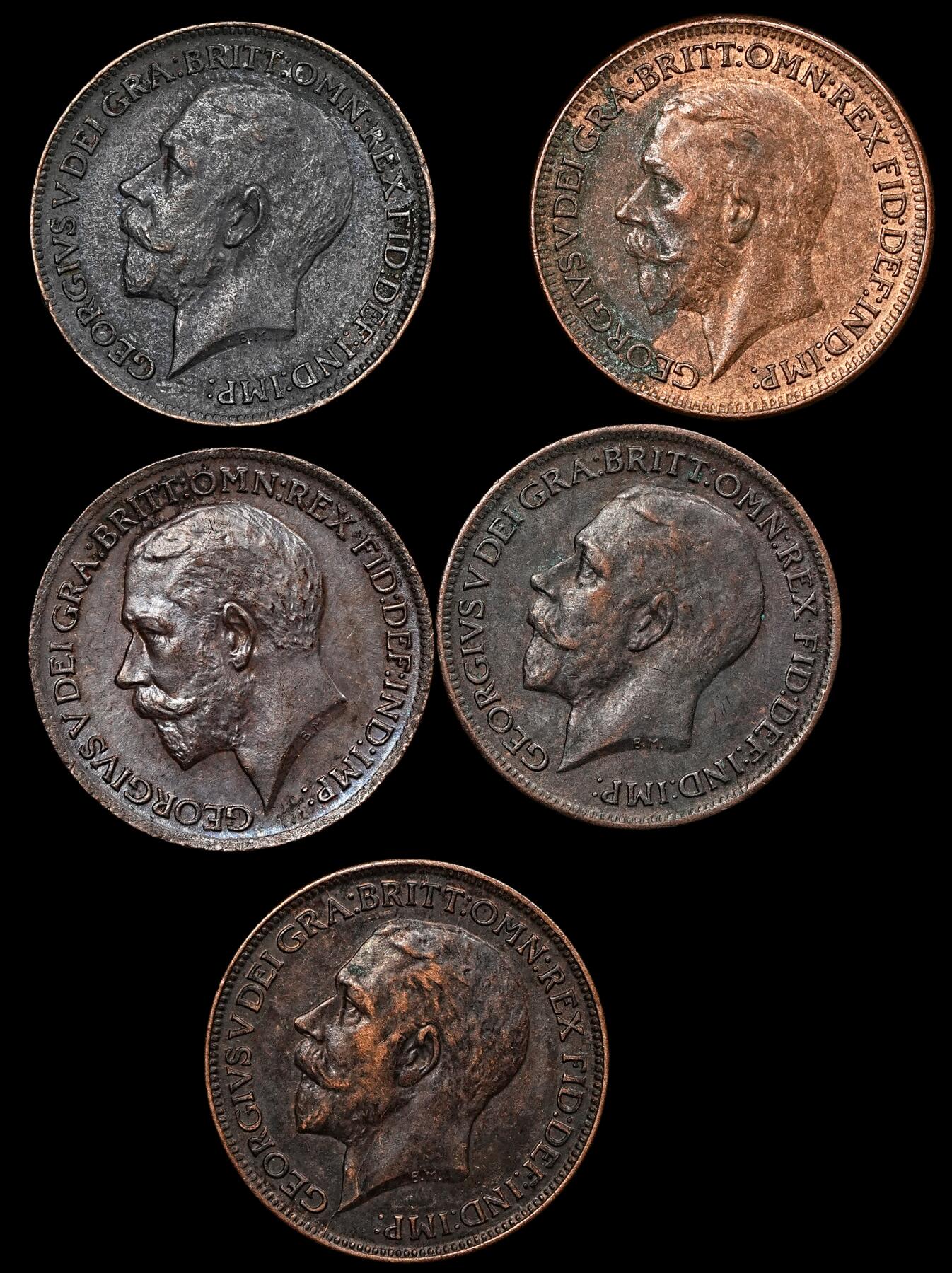 修遠堂世界钱币第107期 英国1法新铜币一组，AU-UNC