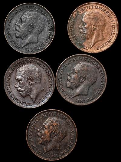 修遠堂世界钱币第107期 - 英国1法新铜币一组，AU-UNC