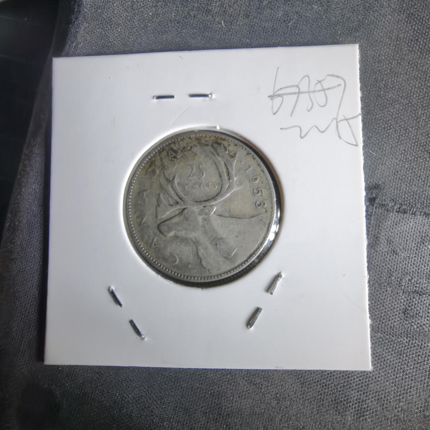 沼泽如烟--第1022场 加拿大1953年25分银币伊二首年