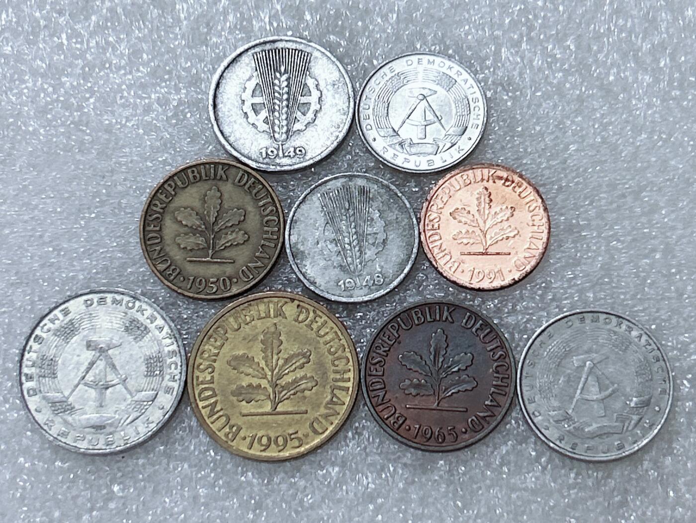 第一海外回流一元起拍收藏 散集专场  第302期 民主德国硬币 9枚