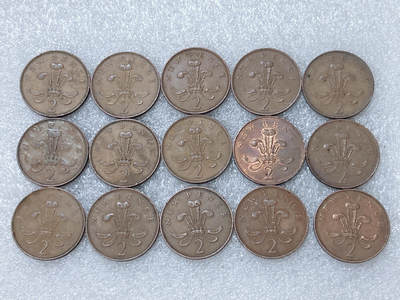 第一海外回流一元起拍收藏 散集专场  第302期 - 英国2便士硬币 15枚