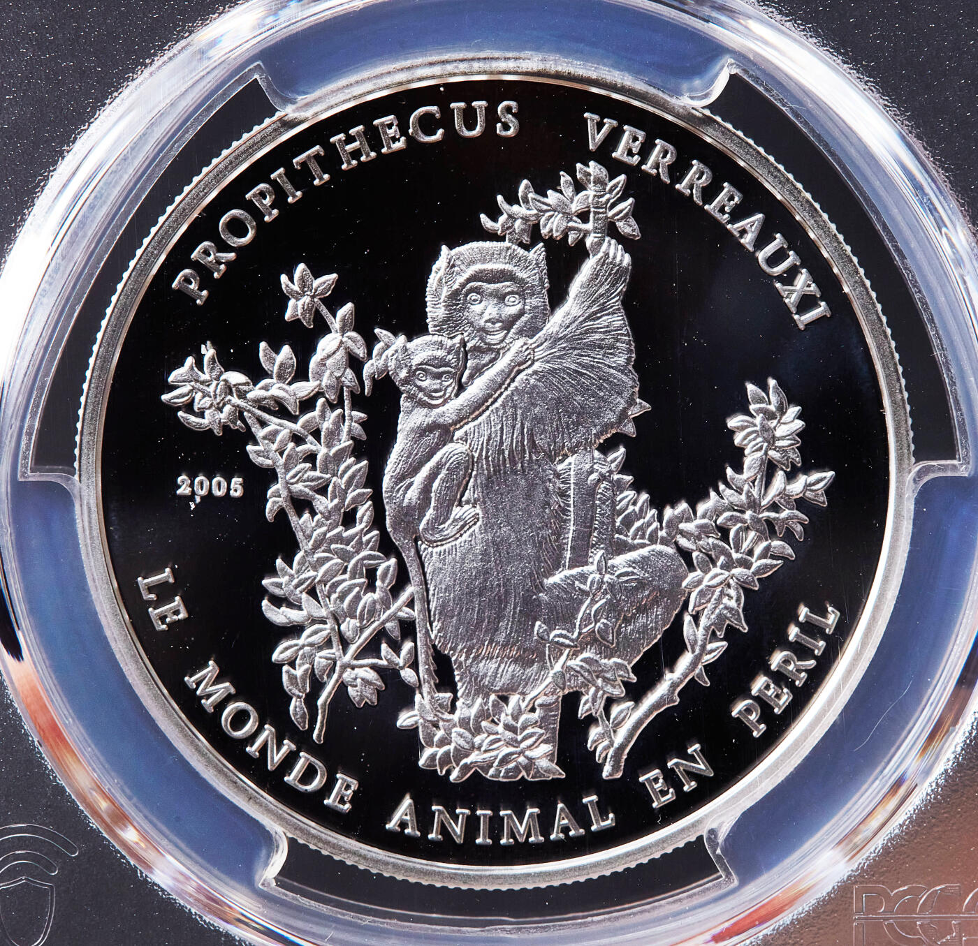 【俄甄集藏】2026年(049)03-18星期三 晚 19:30 全场包邮 多哥2005年野生动物系列-维氏冕狐猴1000法郎精制银币，PCGS PR69DC，重20克，999银，稀少品种