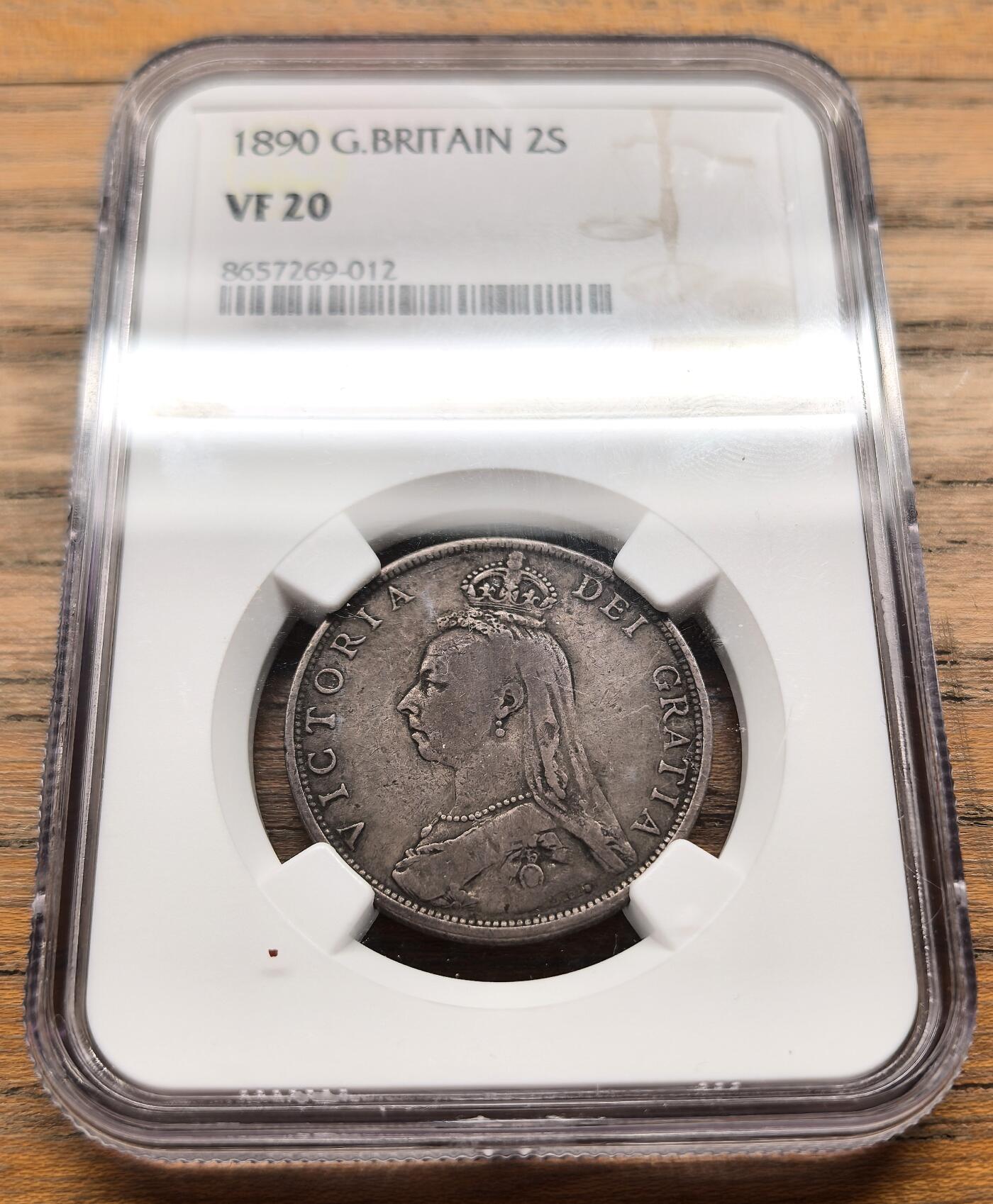 凡希社世界钱币微拍第三百二十一期 1890英国老维高冠2先令NGC-VF20