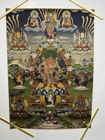 零元拍：唐卡装饰艺术复制画 （非原画）做旧工艺 名稱：遍空長壽佛 尺寸：90✖️65 - 零元拍：唐卡装饰艺术复制画 （非原画）做旧工艺 名稱：遍空長壽佛 尺寸：90✖️65