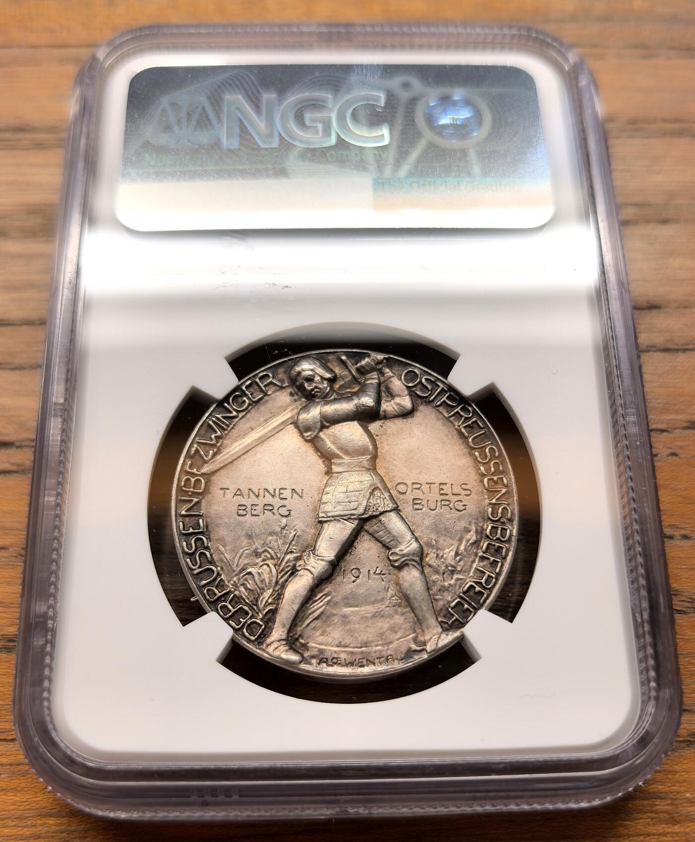 凡希社世界钱币微拍第三百二十一期 1914德国坦能堡&奥尔特斯堡战役大捷纪念银章NGC-MS63