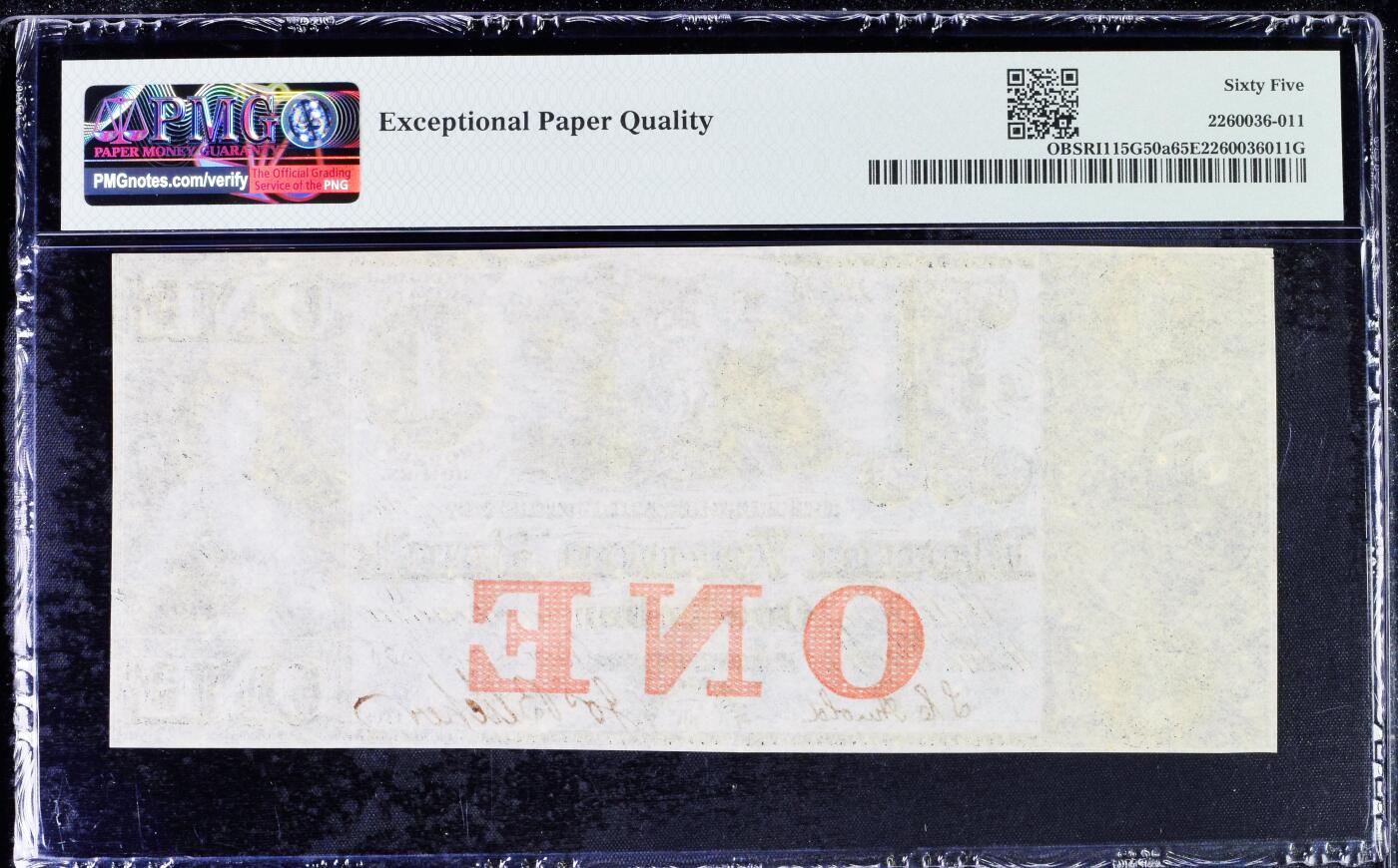 【Blue Auction】✨世界纸币精拍800期盛典——白金之夜🔥🔥🔥 U-【手签实钞58小号 唯一冠军分罕见】美国 罗德岛 1850年代1美金 执穗小女孩 设计精美 PMG65EPQ 