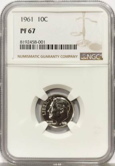 博洋堂世界钱币拍卖第165期（全场包邮） - NGC PF67 美国1961年罗斯福10分银币，高分镜面