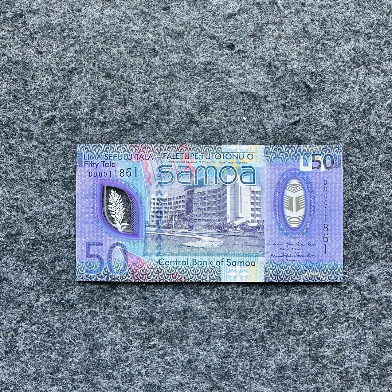🇼🇸2607 ￥￥萨摩亚2025年50和100塔拉Polymer塑料钞 萨摩亚2025年50塔拉，倒置号，DD0011861
