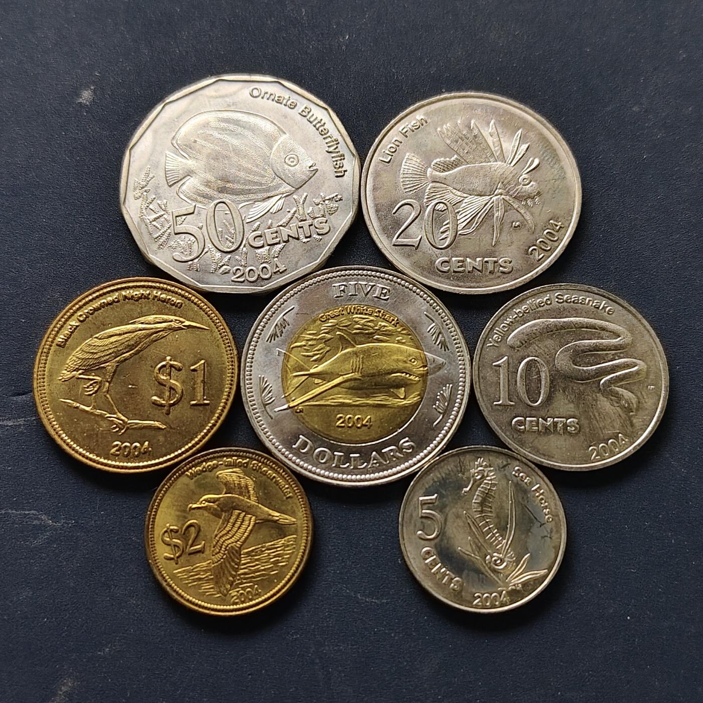 【全场包邮】纯粹捡漏拍512场 科科基林斯群岛2004年清年份7枚套币