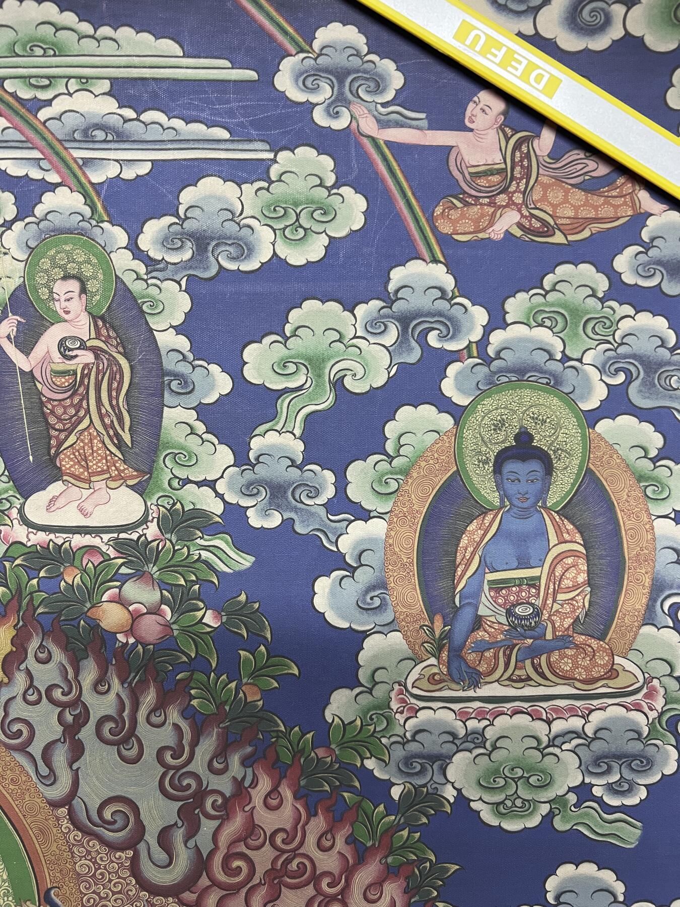 零元拍：唐卡装饰艺术复制画 （非原画）做旧工艺 名稱：石輪金剛 尺寸90✖️60