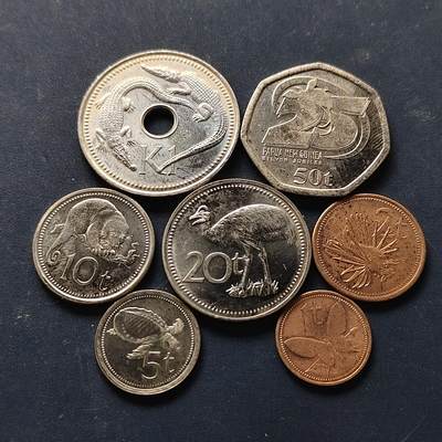 【全场包邮】纯粹捡漏拍512场 - 巴布亚新几内亚1999-2001年7枚套币