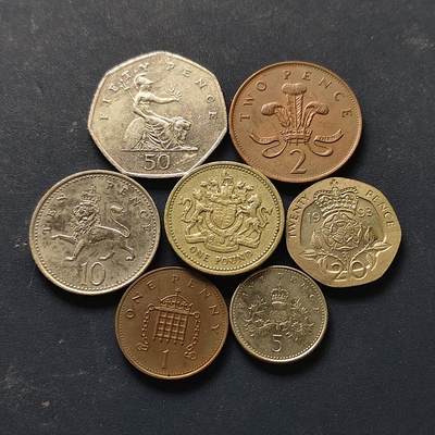 【全场包邮】纯粹捡漏拍512场 - 英国1983-1997年7枚套币