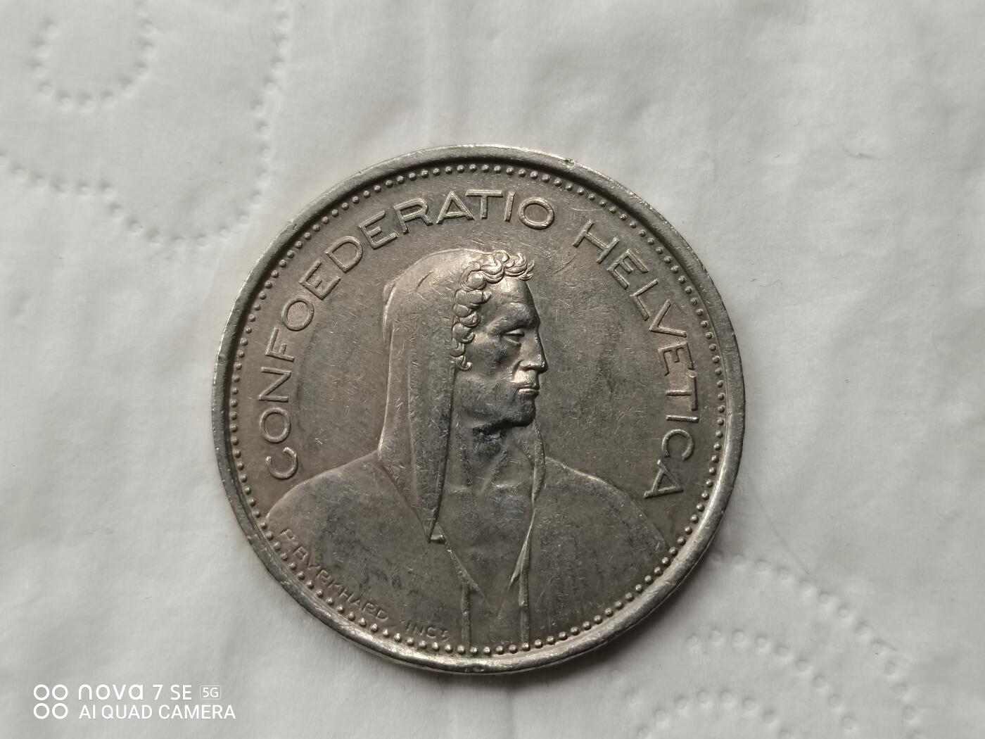 外国银币 1968年瑞士5法郎