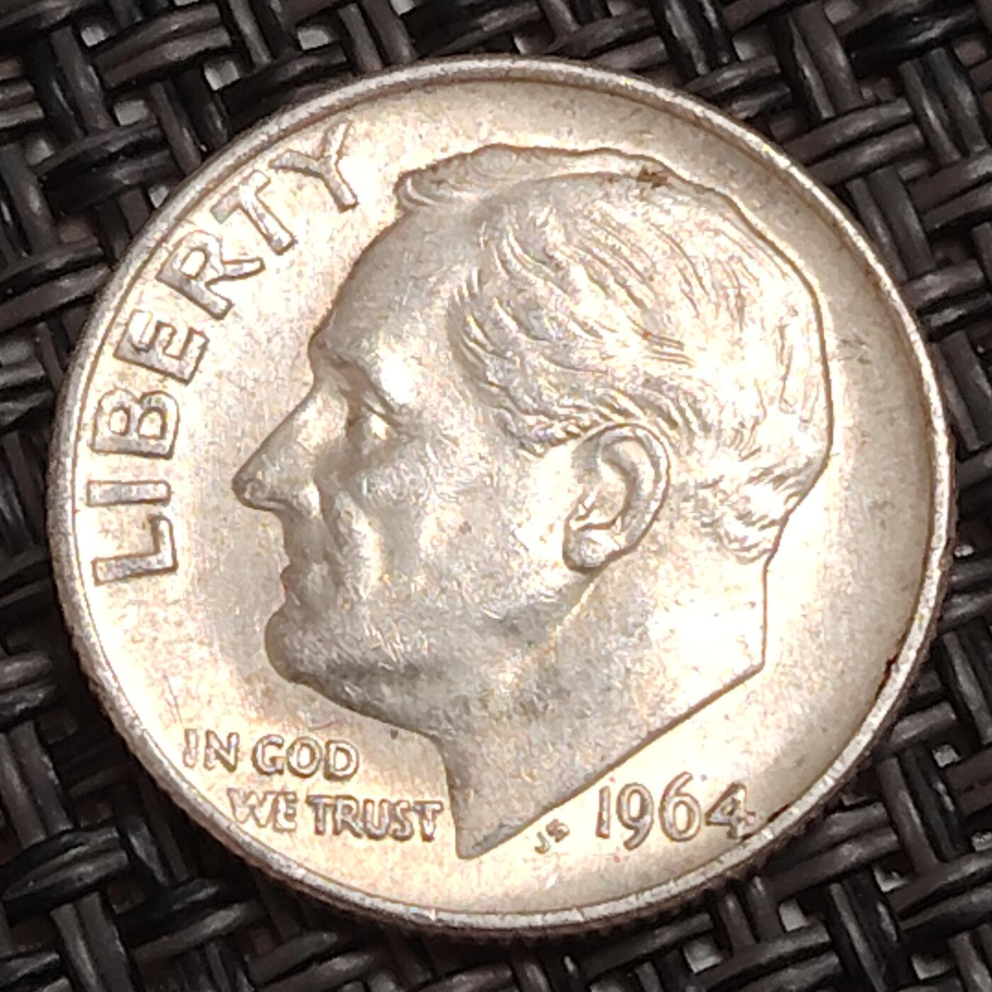 布加迪🐬～世界钱币(上海)🌾第 282 期 /  各国套币和散币 美国🇺🇸 1964年 10分银币