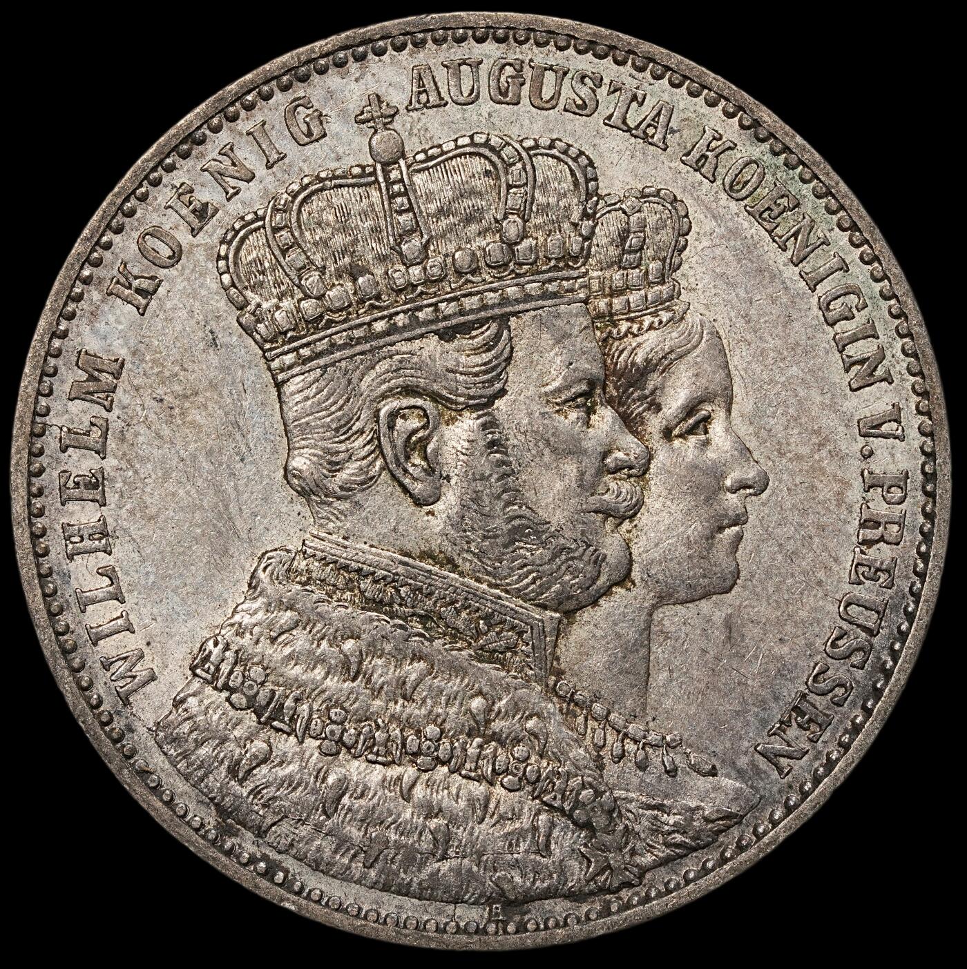 修遠堂世界钱币第107期 1861年普鲁士威廉一世登基纪念1泰勒银币