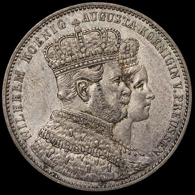 修遠堂世界钱币第107期 - 1861年普鲁士威廉一世登基纪念1泰勒银币