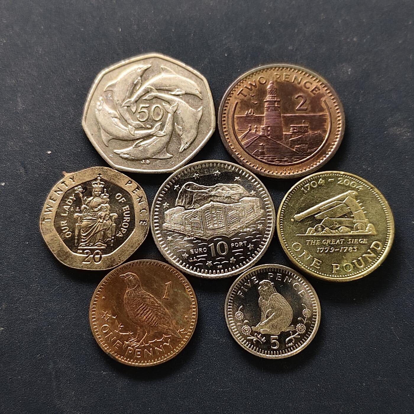 【全场包邮】纯粹捡漏拍512场 直布罗陀1995-2004年7枚套币-含1镑大围困300周年纪念币