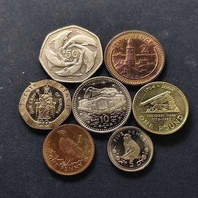 【全场包邮】纯粹捡漏拍512场 - 直布罗陀1995-2004年7枚套币-含1镑大围困300周年纪念币