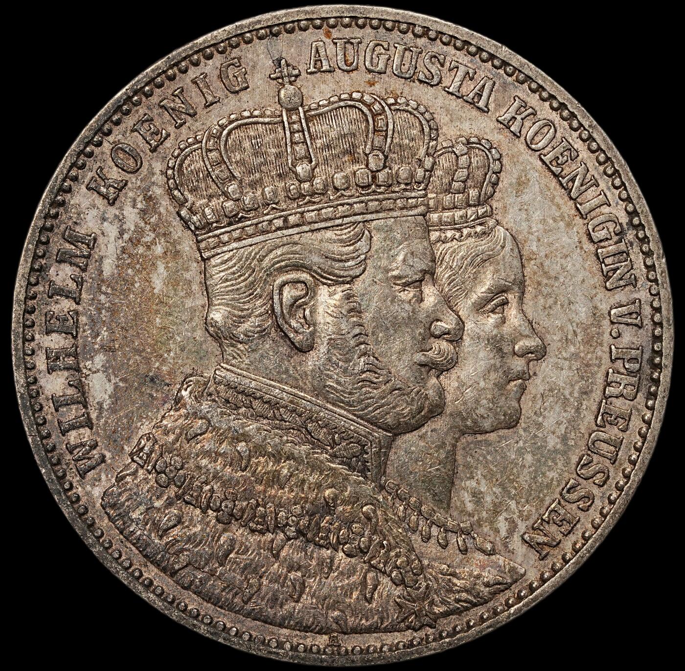 修遠堂世界钱币第107期 1861年普鲁士威廉一世登基纪念1泰勒银币