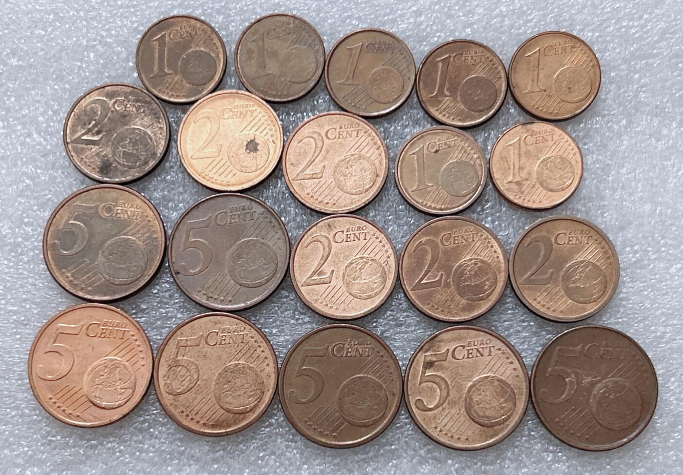 第一海外回流一元起拍收藏 散集专场  第302期 欧盟1.2.5欧分硬币 20枚 无重复