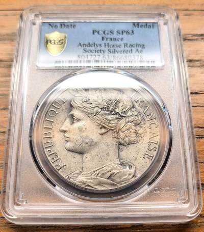 凡希社世界钱币微拍第三百二十一期 - 十九世纪法国昂德利赛马协会纪念银章PCGS-SP63