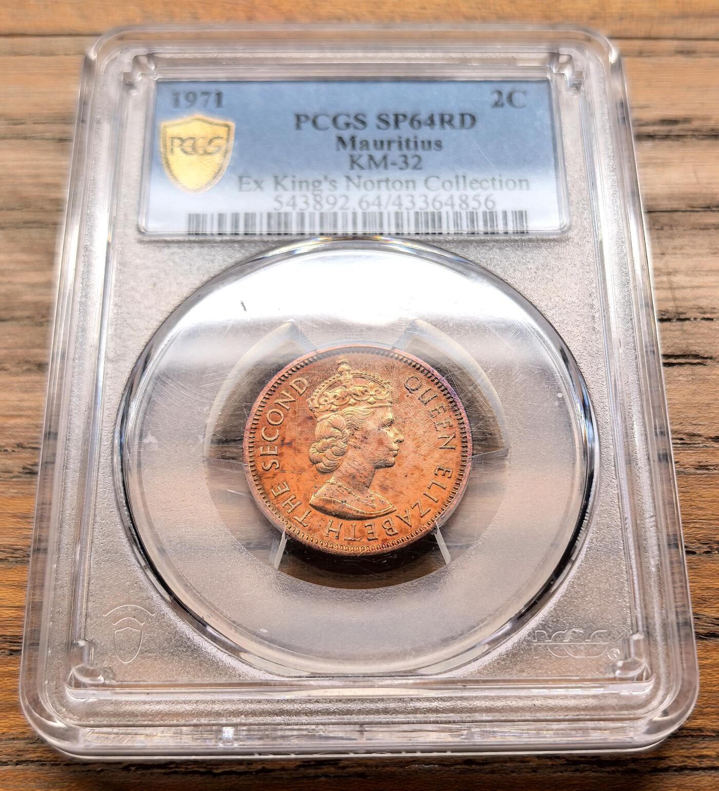 凡希社世界钱币微拍第三百二十一期 1971毛里求斯2分铜币PCGS-SP64RD
