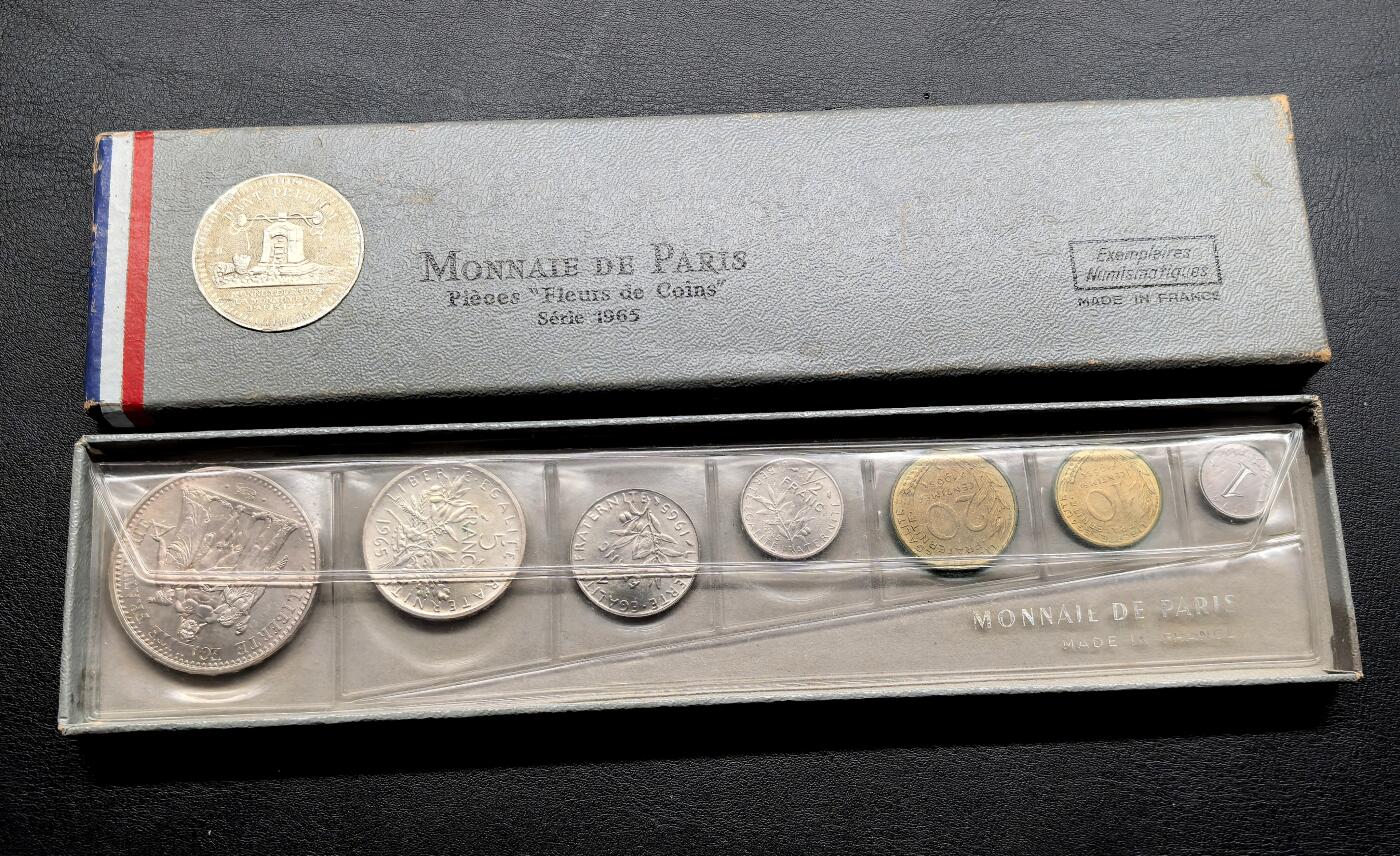 凡希社世界钱币微拍第三百二十一期 1965法国FDC七枚套装全品含4枚银币