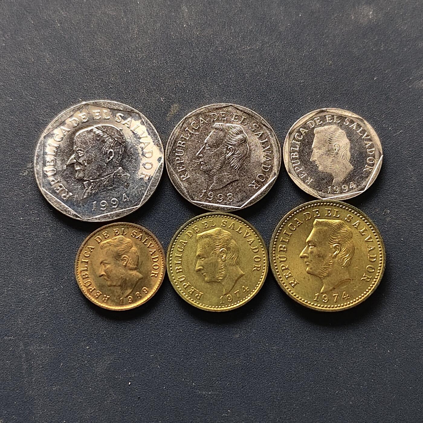 【全场包邮】纯粹捡漏拍512场 萨尔瓦多1974-1998年6枚套币