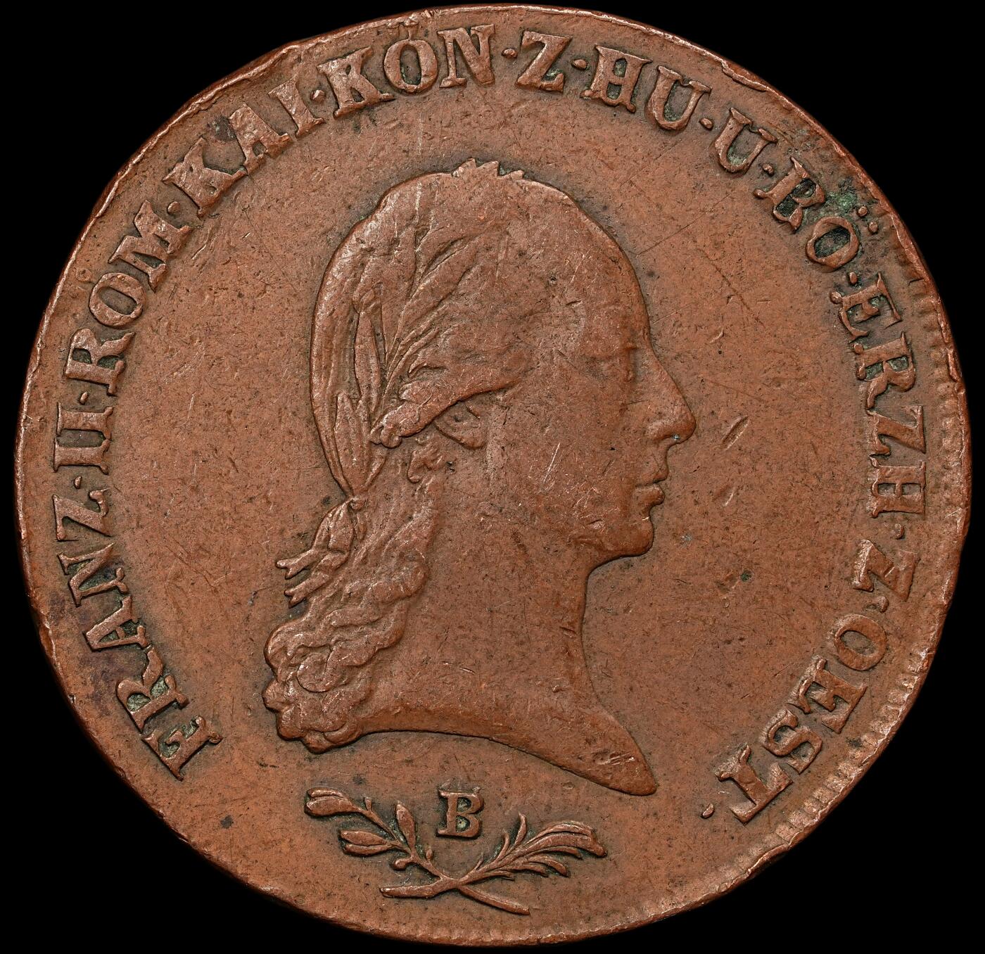 修遠堂世界钱币第107期 1800年神圣罗马帝国-奥地利6克鲁泽铜币 B厂铭