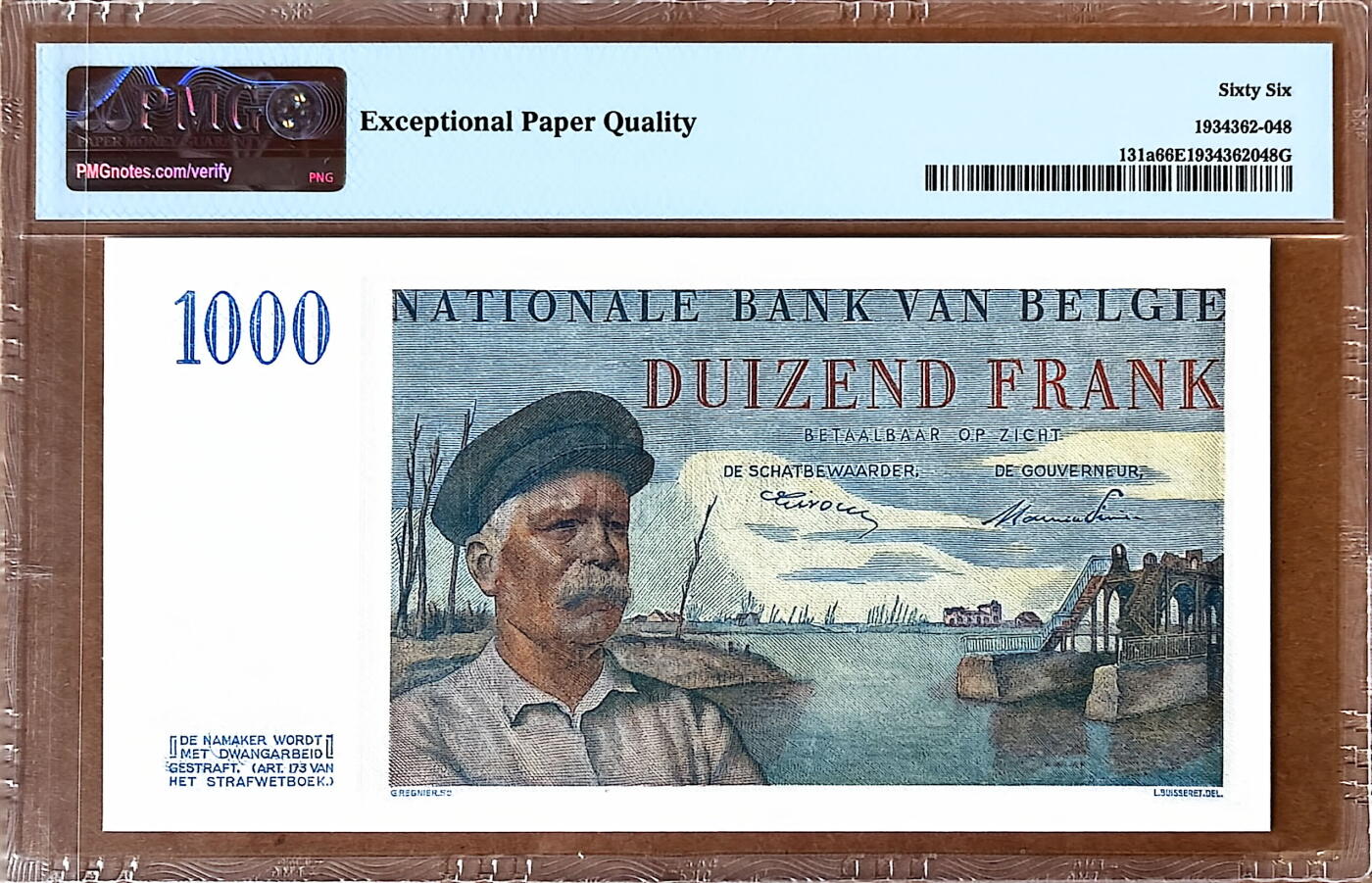 【Blue Auction】✨世界纸币精拍800期盛典——白金之夜🔥🔥🔥  B-【亚军分 无47】比利时 1951年1000法郎 PMG66EPQ 利奥波德一世&船长 法属风精美 泽西 1963年5镑 戎装女王 PMG67EPQ 高分 老壳