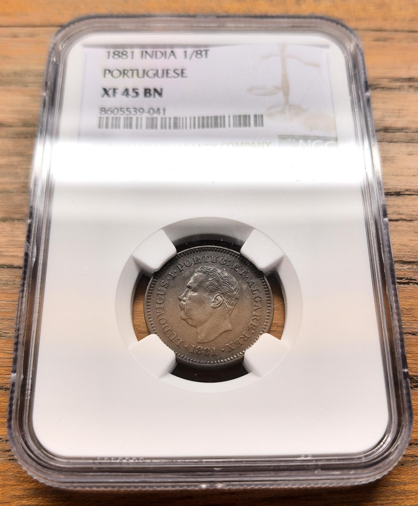 凡希社世界钱币微拍第三百二十一期 1881葡属印度1/8Tanga铜币NGC-XF45