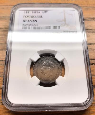 凡希社世界钱币微拍第三百二十一期 - 1881葡属印度1/8Tanga铜币NGC-XF45